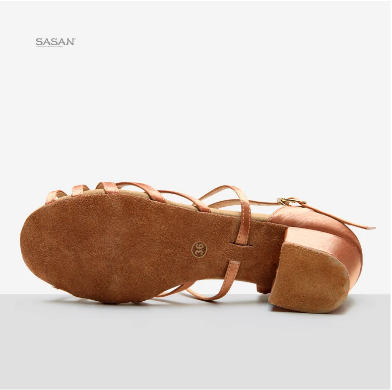 SASAN/танцевальная обувь для латинских танцев; женская обувь для девочек; детская танцевальная обувь национального стандарта на низком каблуке; Танцевальная обувь с мягкой подошвой; S-5525