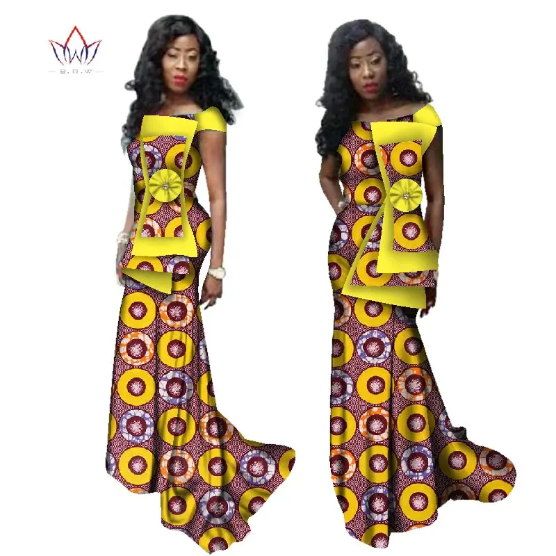 Summer Dress Maxi African Dresses for Women Off Shoulder Dresses Women Strapless Vestidos Elegant Printed Clothing Unique WY2457