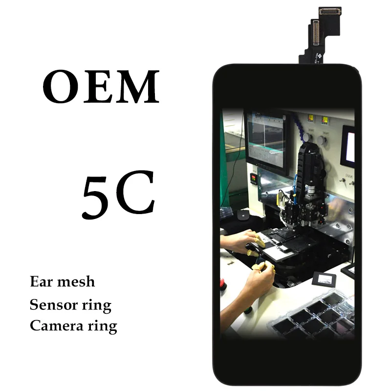 

10pcs For iPhone 5C LCD Display 4 Inch Black Touch Screen Panel Digitizer Assembly Phone Spare Parts + Camera Holder Ear Mesh