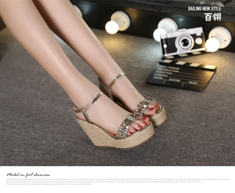 29_2016 New Fashion Summer Luxury Platform Wedge Sandals Womens Small Size Designer Golden High Heels Shoes Online Good Quality