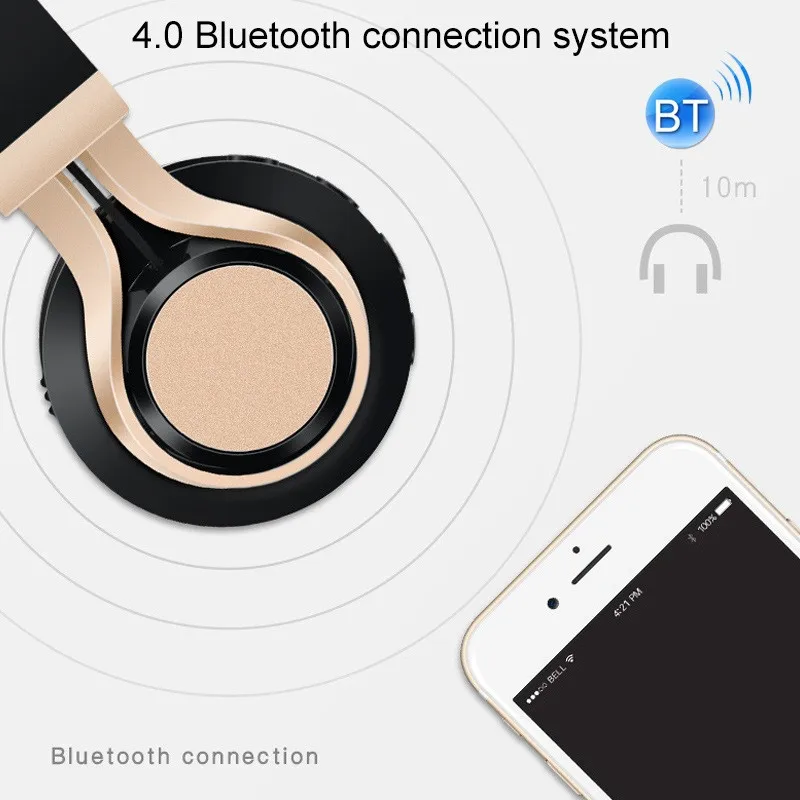 Тяжелый бас Bluetooth беспроводная гарнитура складная мобильный телефон музыка стерео наушники с микрофоном FM функция для iPhone samsung LG