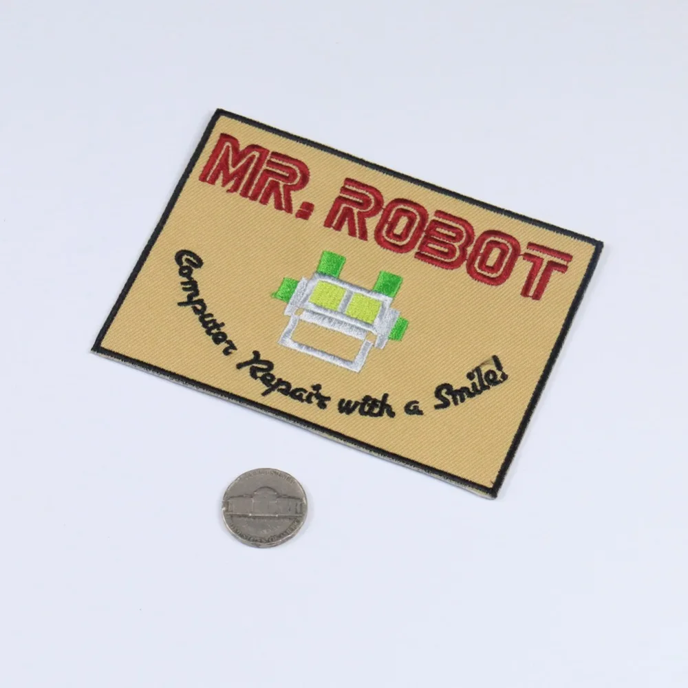 

1PCS MR. ROBOT Game Theme Badge High Quality Embroidery Patch Iron on Patches for Kids Clothes bordados Stickers 80*100MM