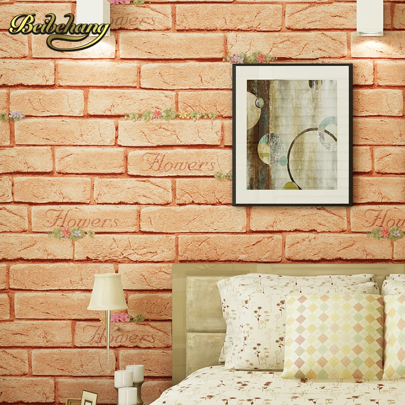 

beibehang wall paper Pune vintage yellow brick paved Korean vintage pastoral wallpaper backdrop living room bedroom hallway