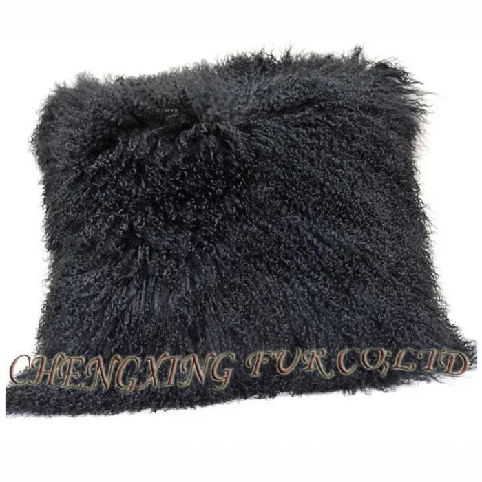 CX-D-04H с одной стороны модные чехлы натуральная тибетская овечья меховая подушка - Цвет: Черный