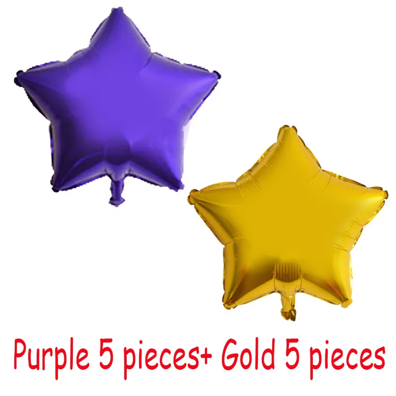 10 шт 10 дюймов пятиконечная звезда фольги шары для свадьбы и дня рождения душ вечерние украшения поставки воздуха пентаграмма Детские шарики - Цвет: Purple Gold