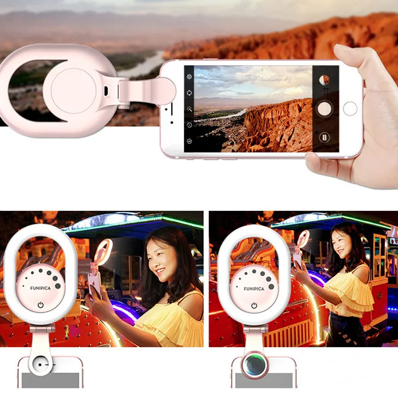 

2019 Hot Selfie Ring Light Wide Angle Lens 32 LED Camera Makeup Light Clip Fill Lights for Phone For DOY