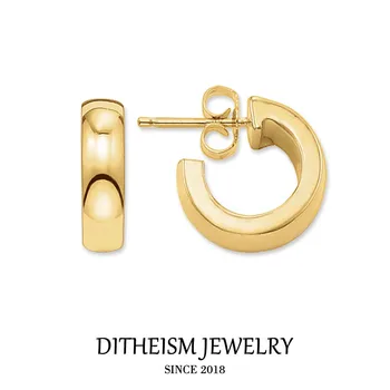 Creole Hinged Hoop Earrings, 2018 New Trendy Gold Color Fashion Jewelry Geometric 925 Sterling Silver Gift For Women