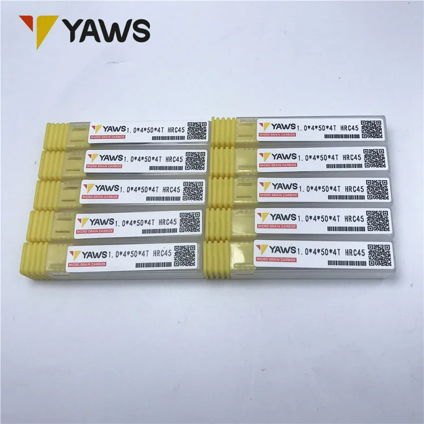 Концевая фреза Yaws 4f-1. 0*4*50 HRC45 4 канавки микро твердосплавная плоская концевая CNC