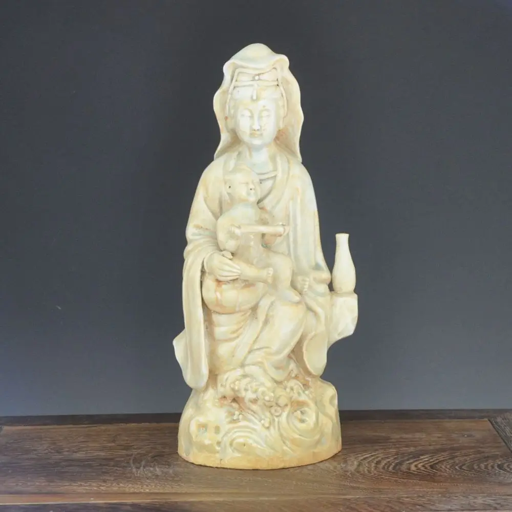 Song dynasty antique white ceramic buddhist guanyin kwan yin statues