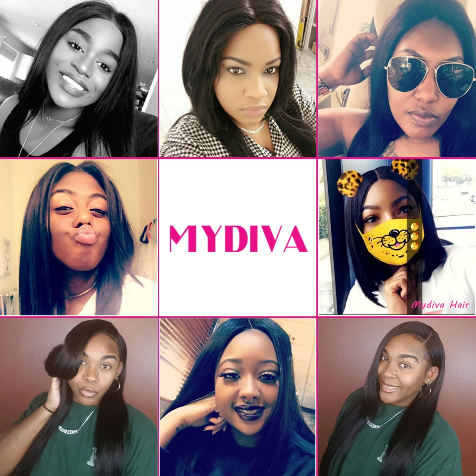 Mydiva 13''*4'' Ear To Ear Lace Frontal With Hair Bundles Peruvian Straight Natural Color 4Pcs/Lot Non-Remy Human Hair Extension Mydiva 13''*4'' Ear To Ear Lace Frontal With Hair Bundles Peruvian Straight Natural Color 4Pcs/Lot Non-Remy Human Hair Extension