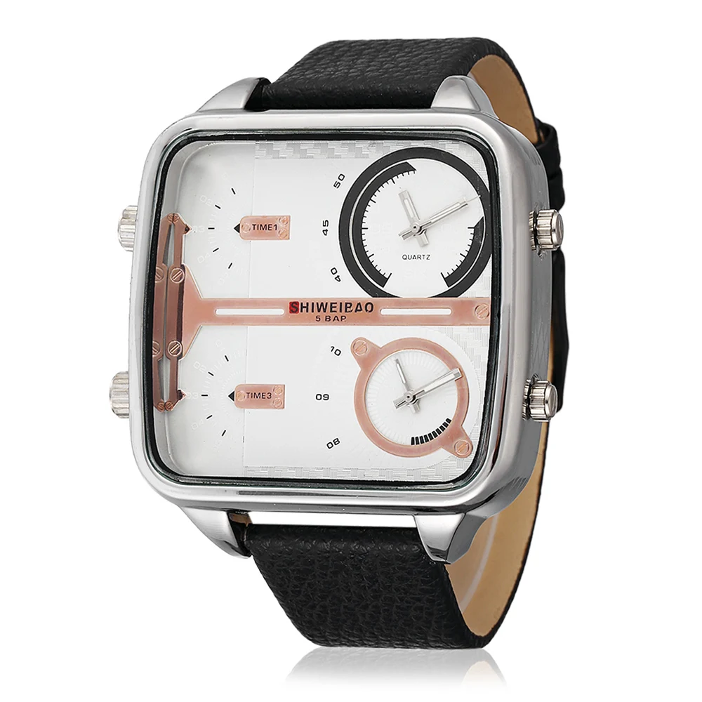 cool design quartz watch for men wrist watches dual time zones leather strap miltiary dz style watches sports wristwatches free shipping (3)