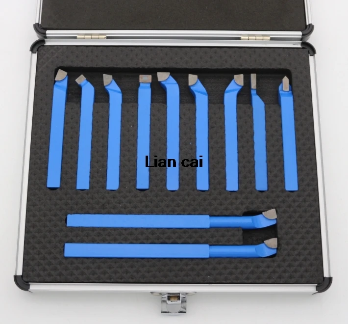 11pcs Metal Lathe Turning Tool Lathe Tool Rod Industrial Carbide Welding CNC Carbide Brazed Tipped Cutter Tool Bit Cutting Kit