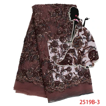 

African Lace Fabric 2019 High Quality Lace French Laces Fabrics High Quality Handmade Beads And Sequins For Women AMY2519B-2