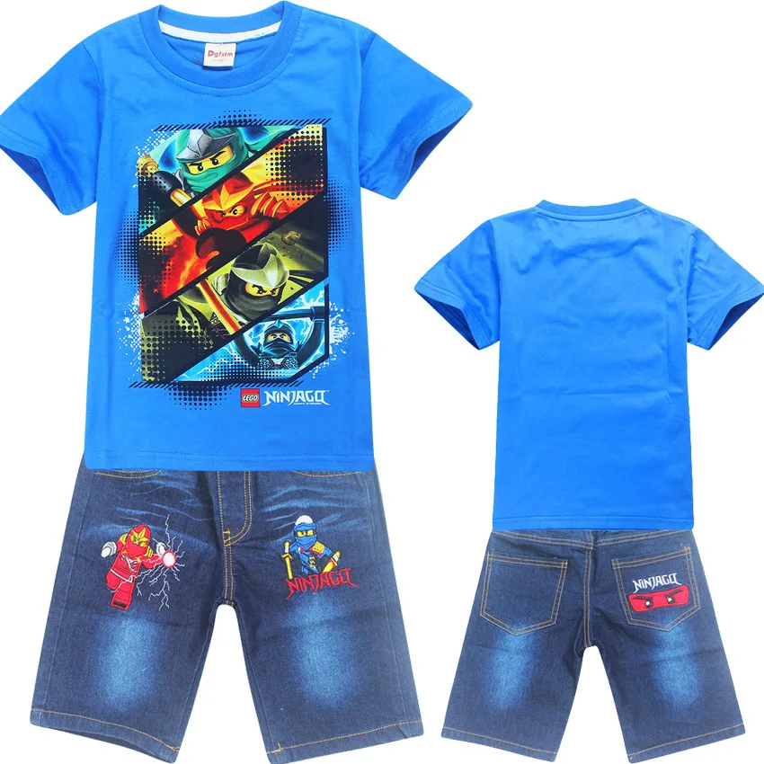 Summer Boys Ninja Ninjago T Shirts Children Clothing Sets Cotton