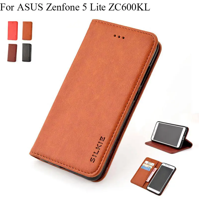 

SILKIE Classic flip leather wallet case cover for ASUS Zenfone 5 Lite ZC600KL with card slot no magnet