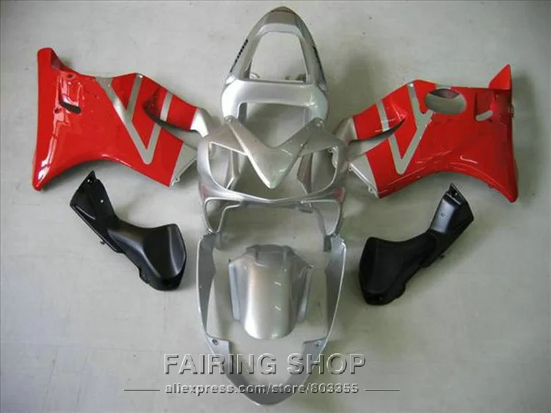 Серебристо-красные Обтекатели для Honda CBR 600F4i 2003 2002 2001 cbr 600 f4i 01 02 03 комплект литья