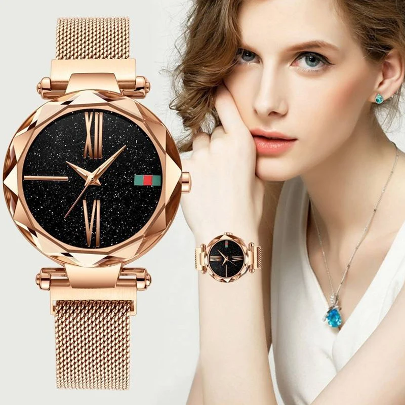 

Reloj Mujer Starry Sky Magnet Women Watches Ladies Fashion Casual Mesh Belt Quartz Wrist Watch Zegarek Damski