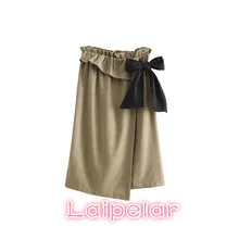 Эластичные юбки с высокой талией, женская элегантная плиссированная юбка миди с бантом, женские асимметричные юбки, falda mujer, Корейская уличная одежда