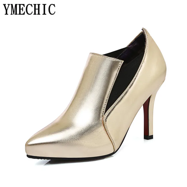 YMECHIC/2018 Осенняя женская обувь из лакированной искусственной кожи с эластичным