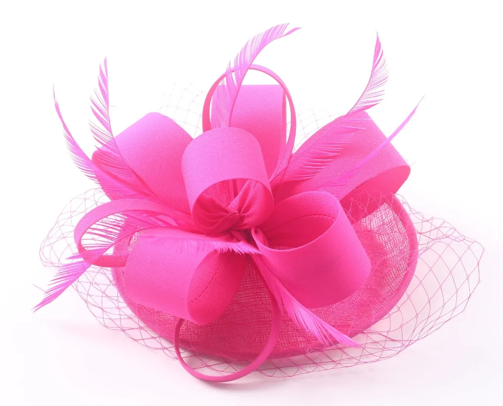 Classic Black Ivory Satin Feather Hats Birdcage Wedding Veil Fascinator Hat Flower Hair Clip Headband For Church Cocktail Party image 6