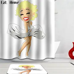 LzL дом милый мультфильм девушка Ванная комната Home Decor Водонепроницаемый экологичный душевая Шторы нескользящей коврик для ванной Tapis De Bain