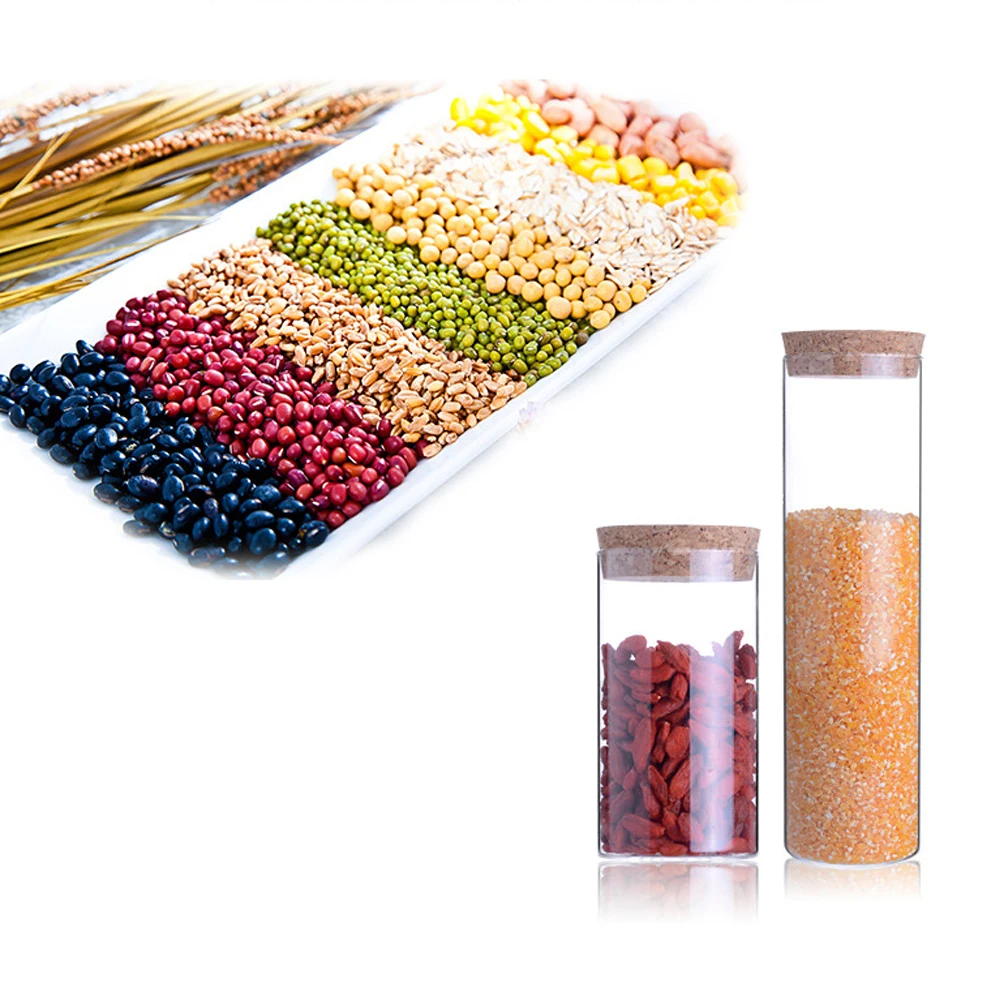 Transparent Glass Jars Seal Jars Grains Storage Bottles Spice Jar Kitchen Storage Organization