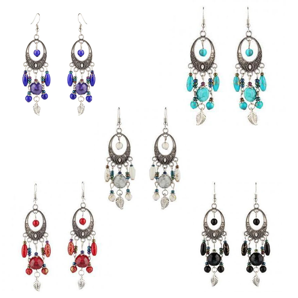 Fashion Bohemian Tassel Beads Fish Hook Drop Chandelier Tribe Earring Women Girls Ethnic Jewelry