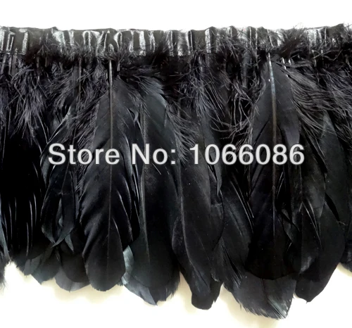 

Free shipping! Black swan goose feather trim/fringe/ribbon for cloth accessories 6M /lot 6-8inch width
