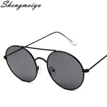 Женские солнцезащитные очки, Ретро стиль, круглые, океанские, цветные линзы, зеркальные, солнцезащитные очки для женщин, фирменный дизайн, металлическая оправа, круглые очки, UV400