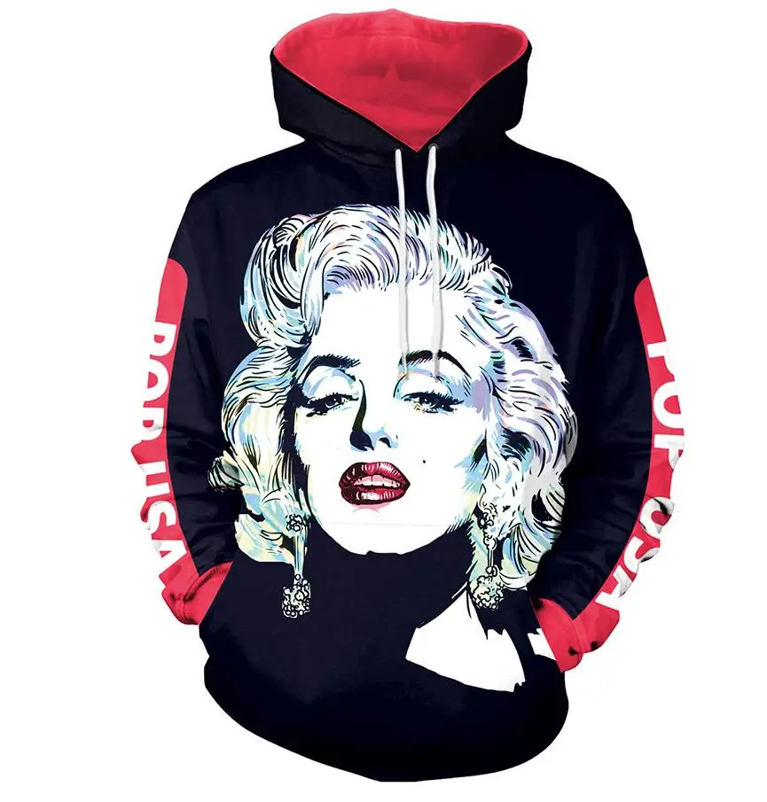 Женские толстовки с капюшоном Marilyn Monroe женская толстовка пуловер свободная