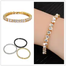 Винтаж Стразы Браслеты хип-хоп Ювелирные изделия из кристаллов подарки Для женщин Для мужчин Золотой имитация камня " цепи 20 см Прямая 50 P