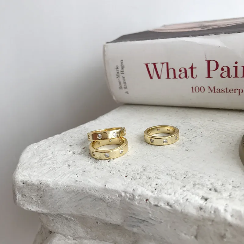 Кольца из стерлингового серебра 925 пробы, кольца из плотного циркона, Золотые круглые модные изысканные кольца для женщин, новинка, циркониевые ювелирные изделия, подарок