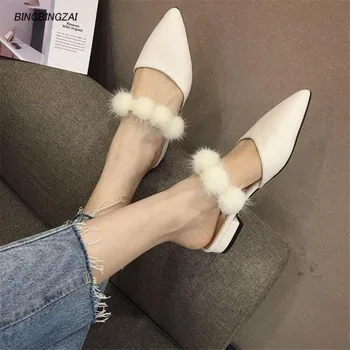 

BBZAI ladies shoes 5CM Thin Heels Rhinestone Square heel Four season Talon haut Femmes Comfort Flock Fashion Show Elegant 35-39