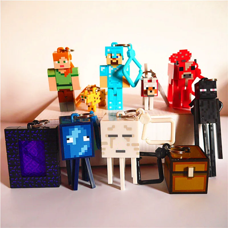 10 4pcs Lot Minecraft Micro World Hanger Creeper Iron Golem Action