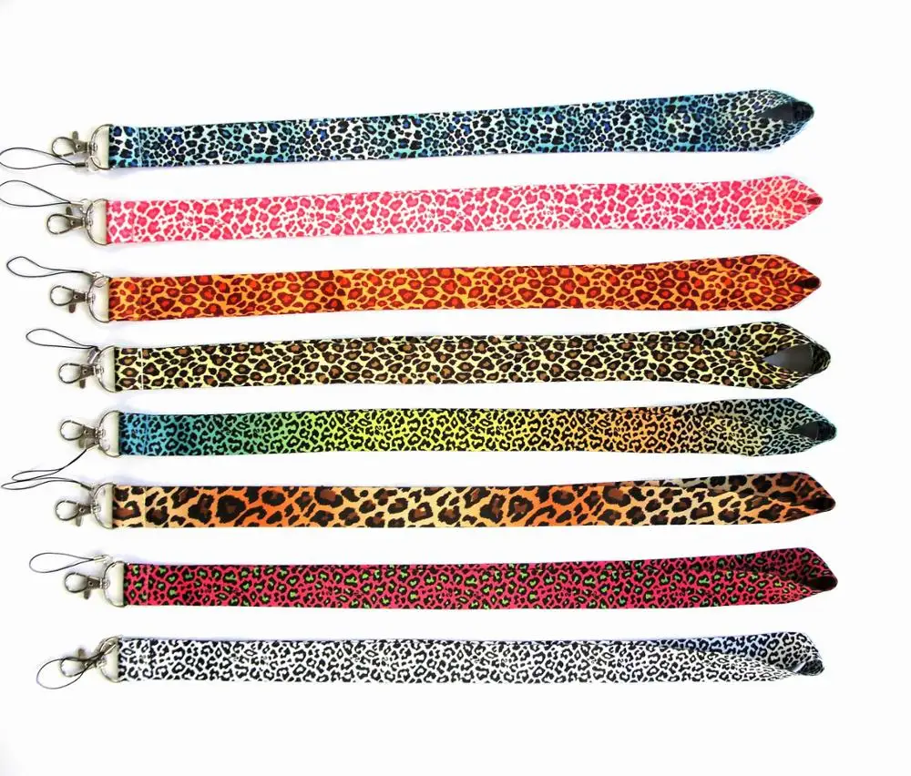 20 Pcs Leopard Print Lanyard ID badge Holders Sport neck strap keychains Wholesale Free Shipping