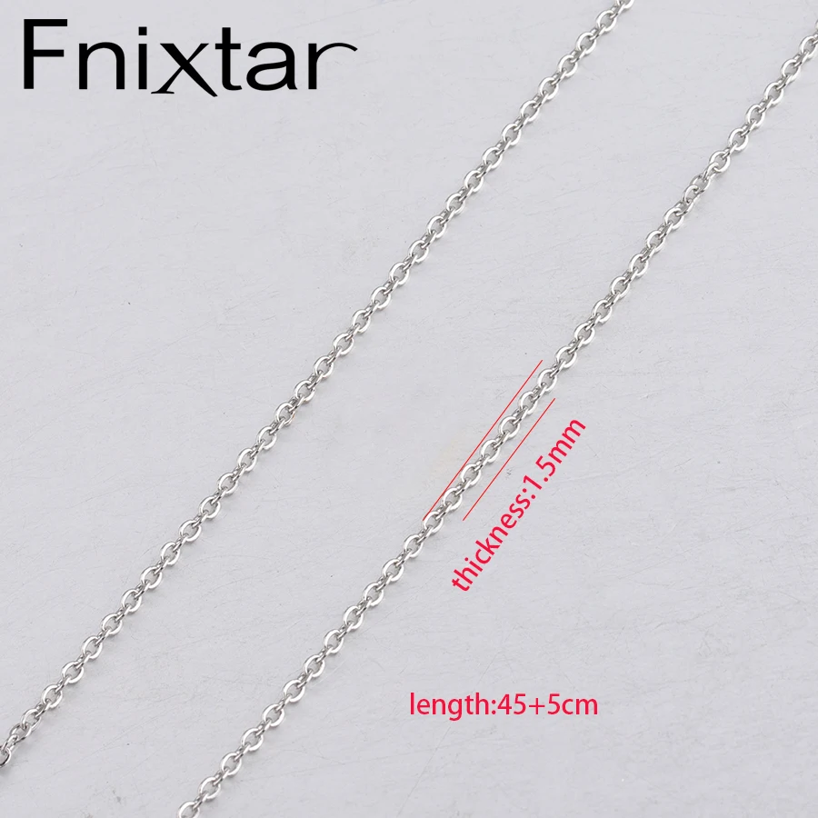 

Fnixtar 1.5mm Thickness Cable Chains Neckalce Stainless Steel Chain Neckalce With Rectangle Charms Extender Making 10pcs/lot