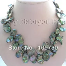 Ювелирные изделия 00514 Природный Зеленый Reborn Кеши Лепесток Жемчужное Ожерелье 14KGP