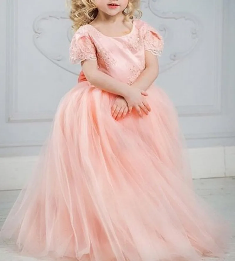 05 coral pink girls pageant gowns lace appliques ball gown flower girl dress girls christmas dress girls birthday party gownsss for girls, teenagers kids party gowns_