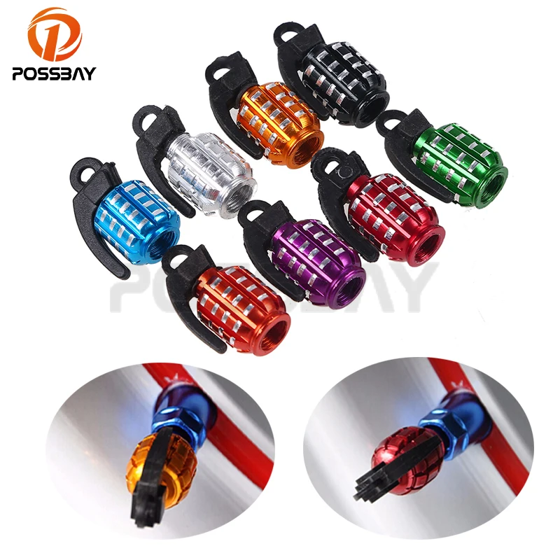 

POSSBAY 4Pcs/Lot Grenade Bomb Exterior Car Motorcycle Bike Auto Truck Wheel Tyre Tire Valve Stems Air Dust Cover Caps Motocross