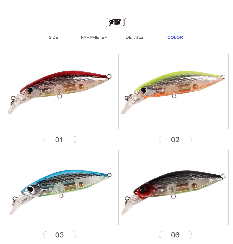 Kingdom Fishing lures 70mm 12g 55mm 7g Artificial Baits with VMC Hooks slow Sinking Hrard lure wobblers fishing tackle       (9)