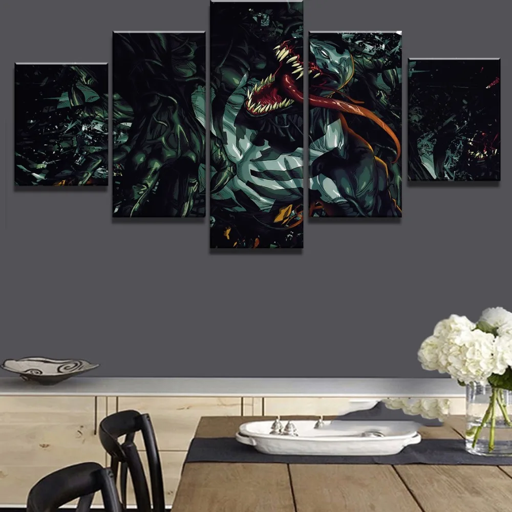 

Venom Movie 5 Piece Home Canvas Decor HD Print Wall Art For Living Room Painting Wall Art Painting Canvas Modern Decorative