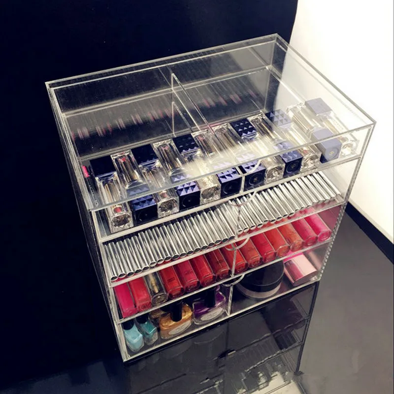 

10PCS Anti-Scratch Clear Acrylic Cosmetic Jewelry Makeup Organizer Box Case 4 Storage Drawer Cases Holder Make Up Storager Boxes