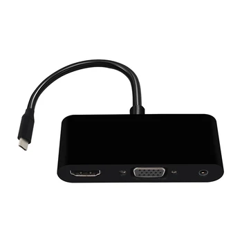 

4 Type C to HDMI VGA Adapter Converter USB C 3.1 to HDMI+VGA+Audio Converter 3 in 1 Hub Use for Mobile Phones and Macbooks