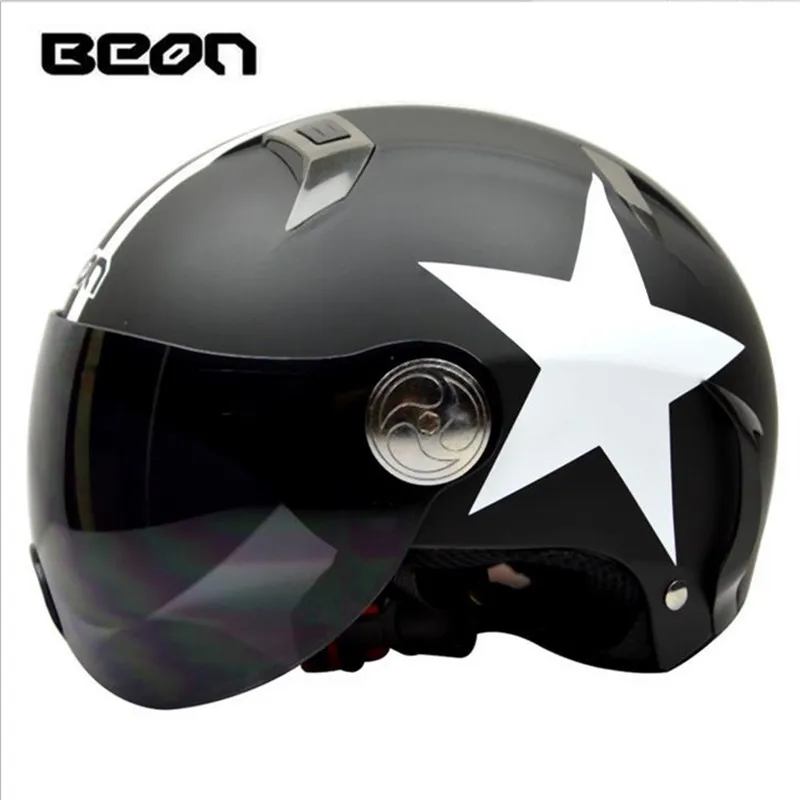 

BEON Fashion Unisex Electric Car Scooter Helmet Summer Half Helmet Harley Matte black Helmet 102 w/ Windproof Visior