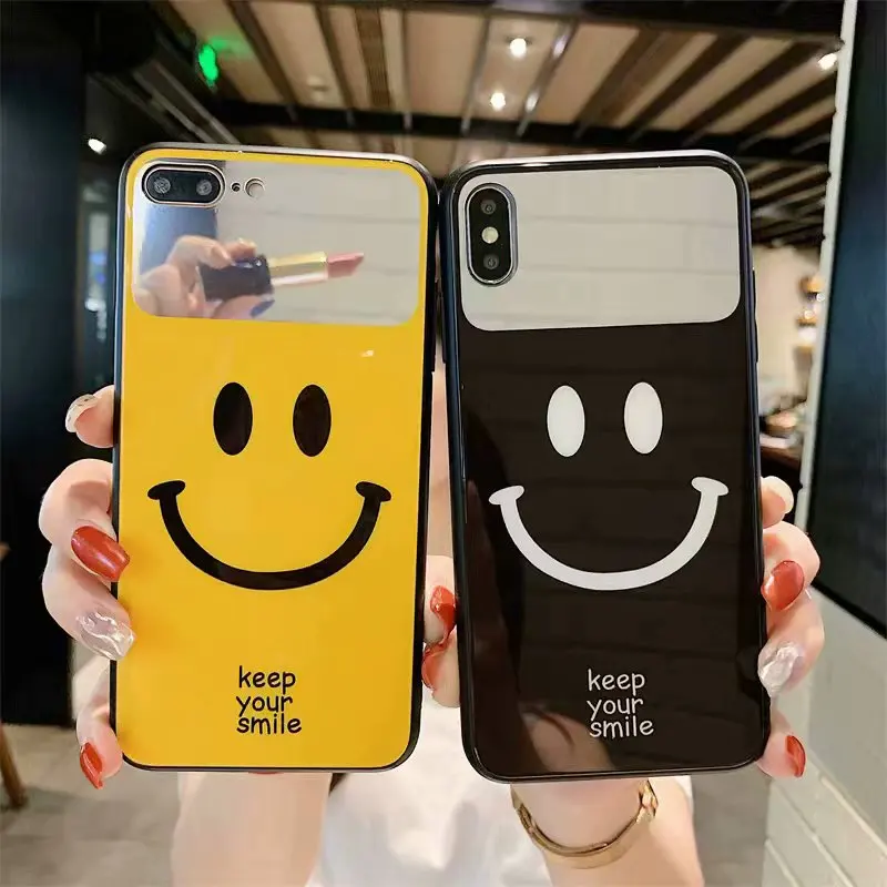 

FastDeng Cute smile pattern mirror phone case for iPhone 6 7 8plus simple shockproof soft TPU cases for iPhone X XR XS Max case