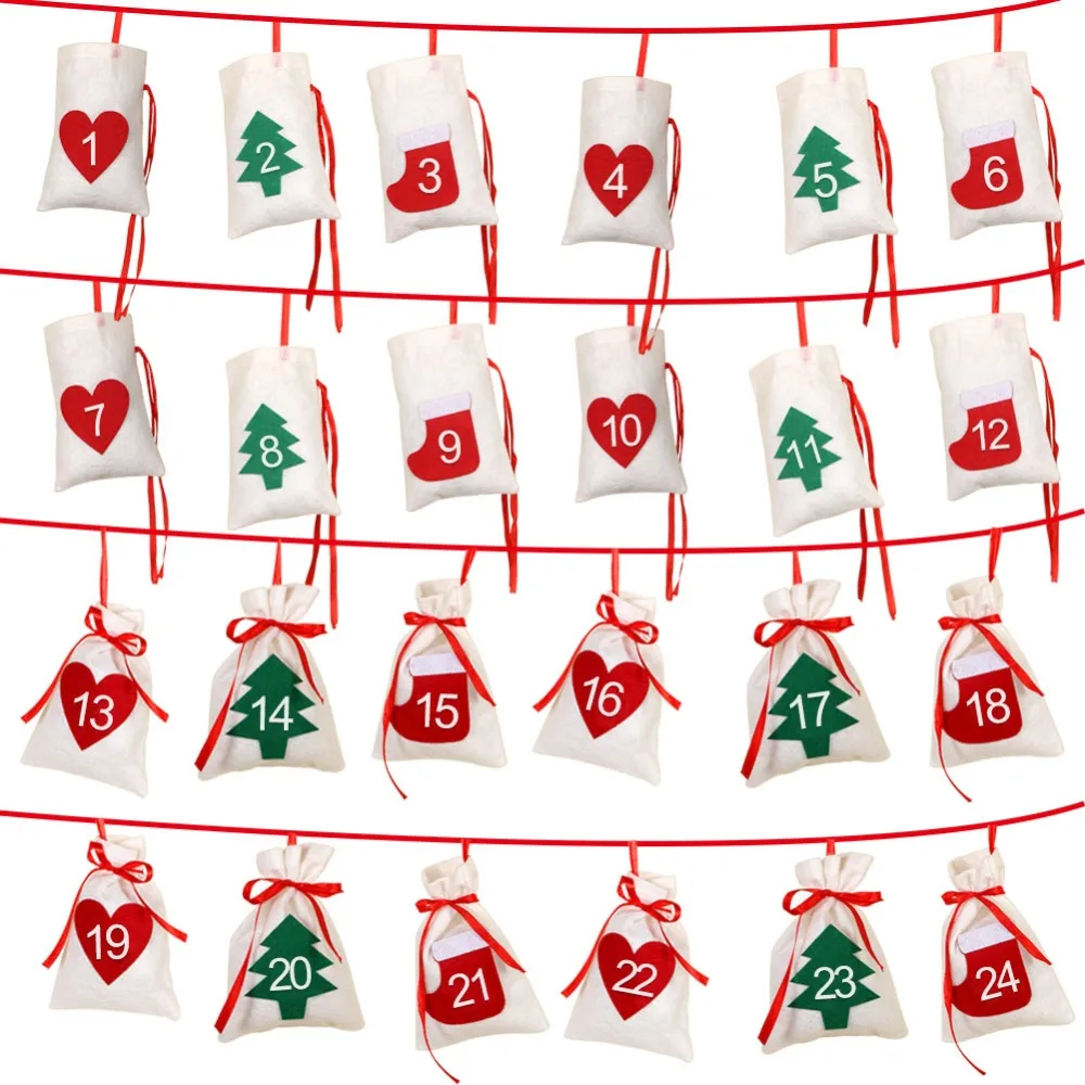 OurWarm Дата 1-24 1-31 Адвент календарь фетровый обратный отсчет на Рождество настенный дверной подвесной Декор Рождественское украшение для дома