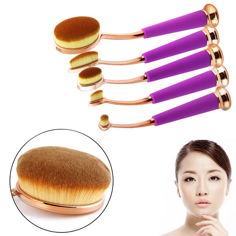 

ODESSY New 5 Piece Soft Make Up Rose Gold Oval Makeup Brushes Set Cosmetic Tools Kit For Face Eye Lip Beauty