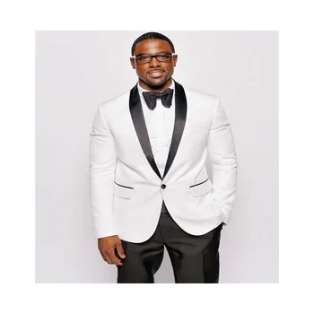 

High Quality White Groom men suit Tuxedos Notch Lapel Groomsmen Best Man Wedding Prom Dinner mens Suits ( jacket+Pants+tie)