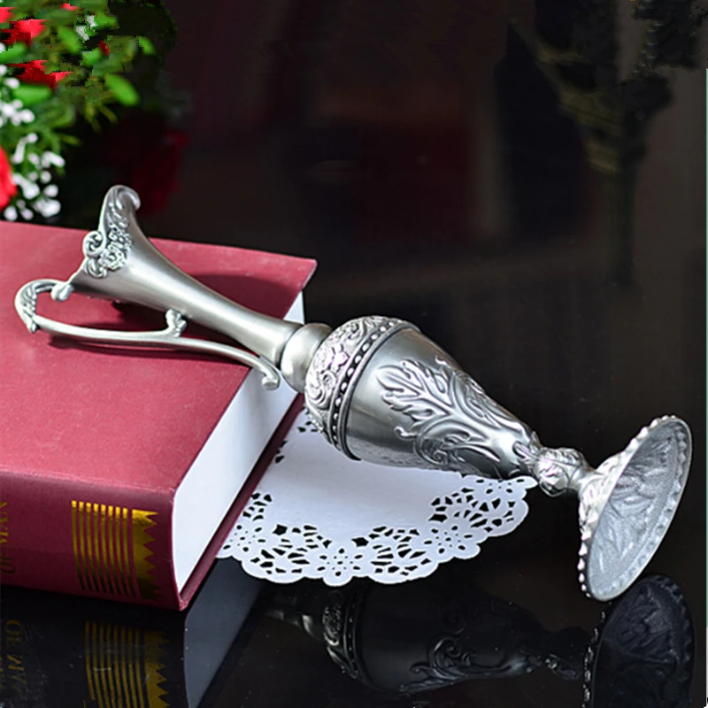 Pewter Plated Metal Flower Vase For Home Decoration