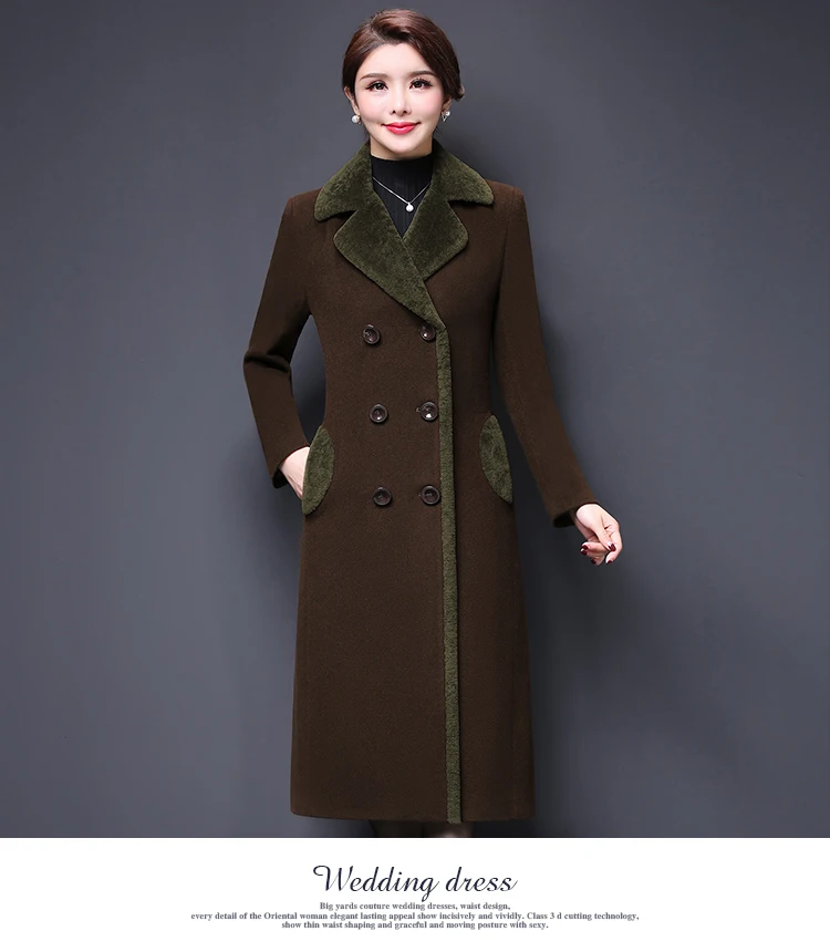 Middle Aged Women Winter Long Wool Coats And Jackets For Female 2018 Elegant Overcoats Wool Outwear Jacket Button Pocket AS071 (14)